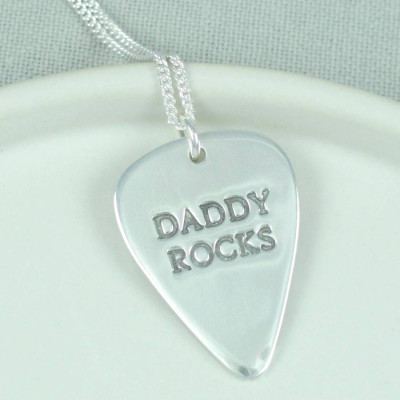 Personalised Mens Silver Plectrum Necklace - By The Name Necklace;