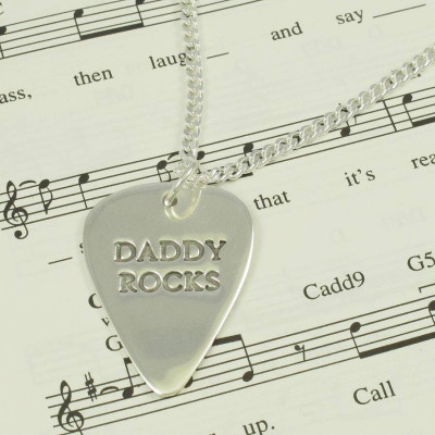 Custom Silver Guitar Pick Necklace for Men