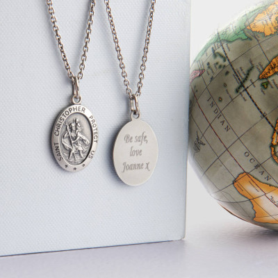 Personalised Mens St Christopher Silver Necklace - By The Name Necklace;
