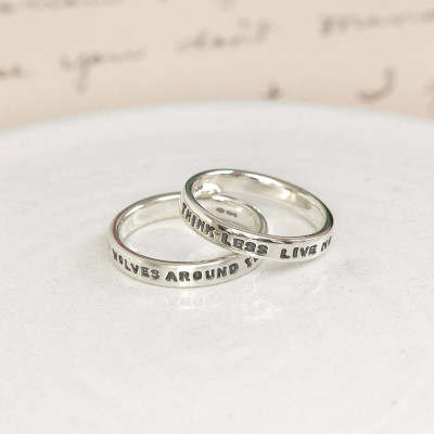 Custom Engraved Silver Ring with Your Personalised Text