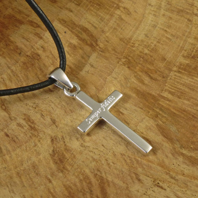 Engraved Silver Cross Pendant Necklace - Personalised Gift