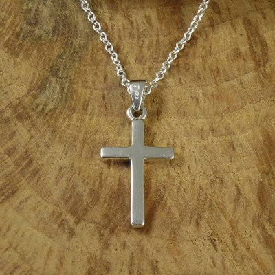 Engraved Silver Cross Pendant Necklace - Personalised Gift