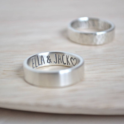 Sterling Silver Personalised Message Engraved Ring