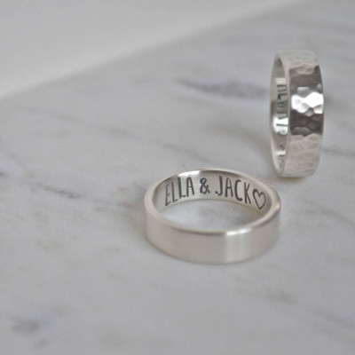 Sterling Silver Personalised Message Engraved Ring