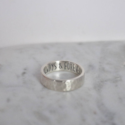 Sterling Silver Personalised Message Engraved Ring