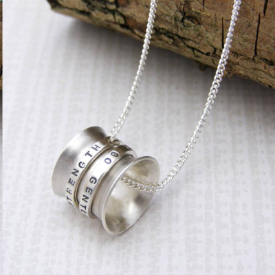 Custom Engraved Silver Spinner Necklace