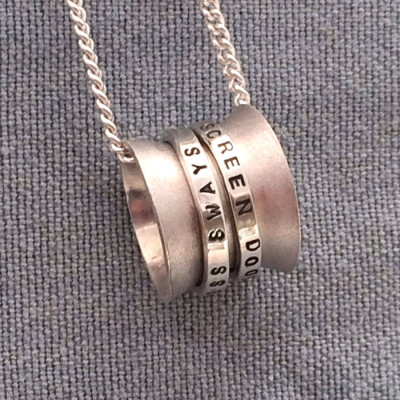 Custom Engraved Silver Spinner Necklace