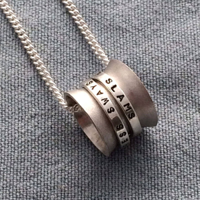 Custom Engraved Silver Spinner Necklace