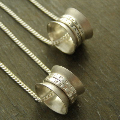 Custom Engraved Silver Spinner Necklace