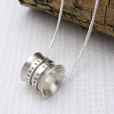 Custom Engraved Silver Spinner Necklace