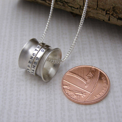 Custom Engraved Silver Spinner Necklace