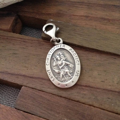 Custom Thin Silver St. Christopher Pendant Necklace
