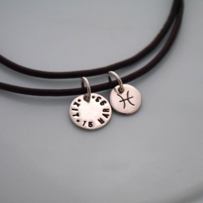 Custom Engraved Silver Zodiac Pendant Necklace