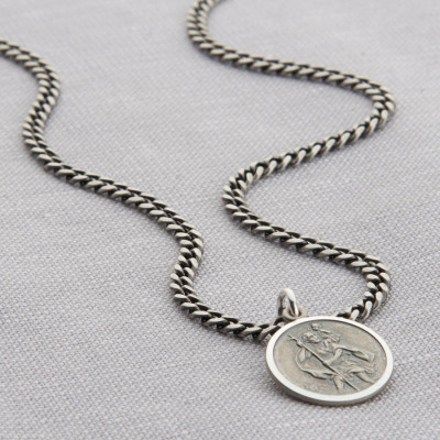 Customised Sterling Silver St Christopher Pendant Necklace