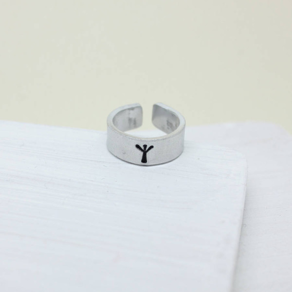 Custom Viking Rune Initial Charm Silver Ring