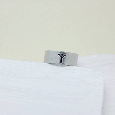 Custom Viking Rune Initial Charm Silver Ring