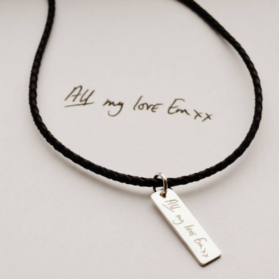 Customize Your Handwriting Leather Chain Necklace