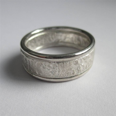 Polished Edged Rocky Outcrop Sterling Silver Ring"