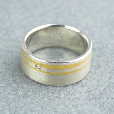 Sterling Silver and 14K Gold Diamond Accent Ring