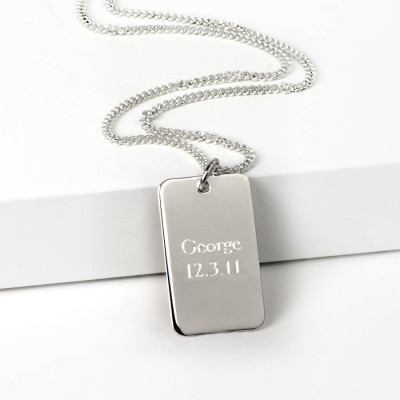 Silver Dog Tag Necklace - By The Name Necklace;