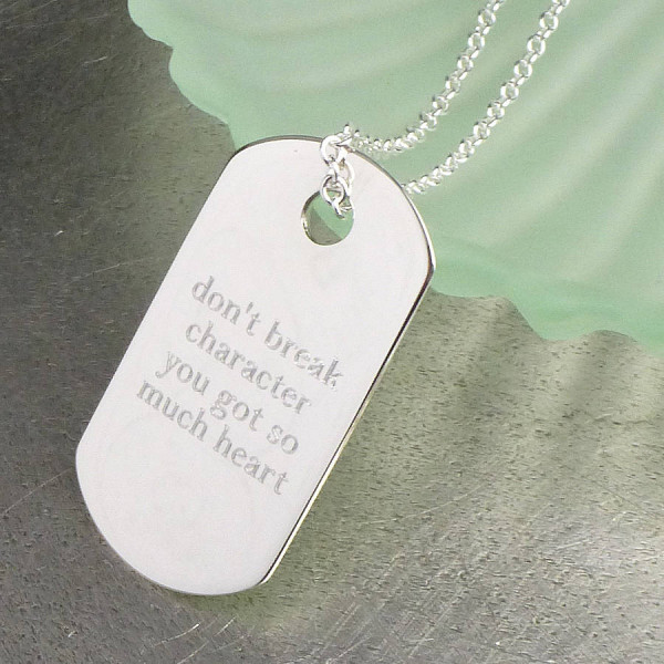 Custom Engraved Silver Dog Tag Necklace