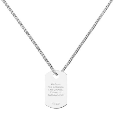 Custom Engraved Silver Dog Tag Necklace