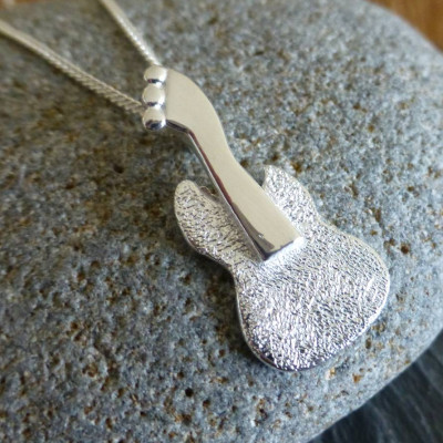 Sterling Silver Guitar Pendant Necklace