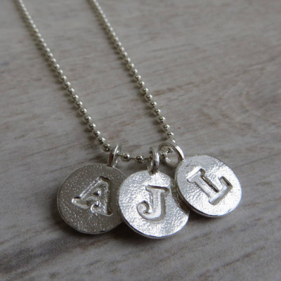 Silver Letter Pendant Necklace with Ball Chain