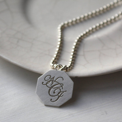 Personalised Sterling Silver Monogram Pendant Necklace