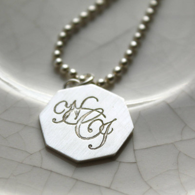 Personalised Sterling Silver Monogram Pendant Necklace