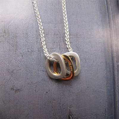 Silver Ovals Necklace With Gold Accents"