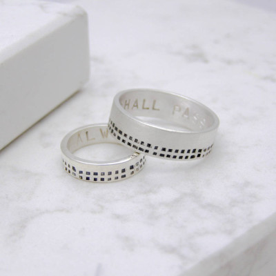 Custom Silver His & Hers Rings - Personalised Couple Cubes