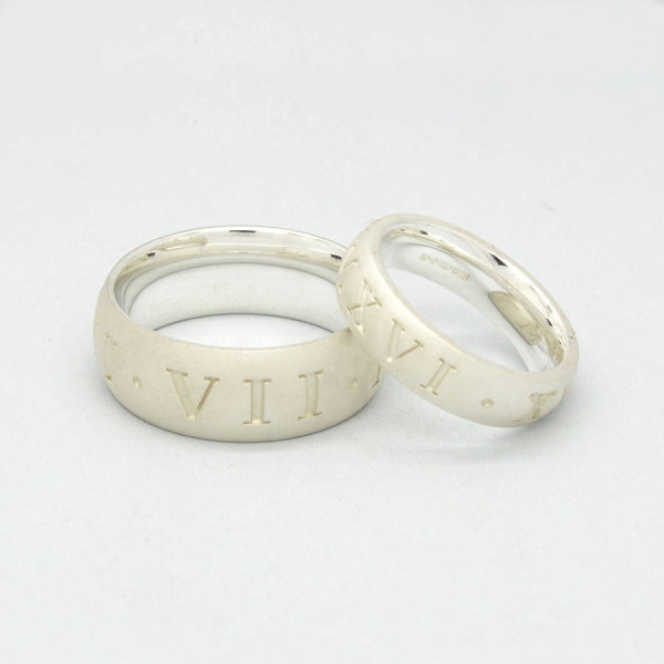Sterling Silver Engraved Roman Numeral Ring