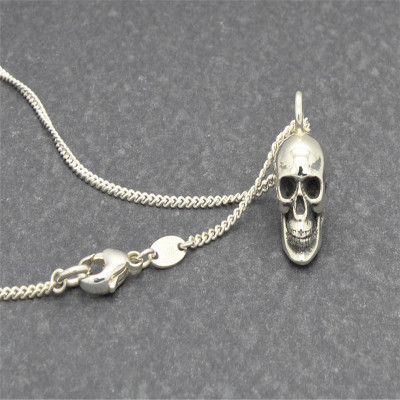 Sterling Silver Skull Pendant Necklace