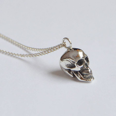 Sterling Silver Skull Pendant Necklace