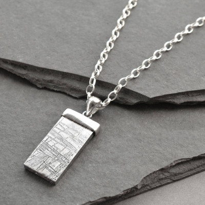 Handcrafted Sterling Silver Meteorite Pendant Necklace