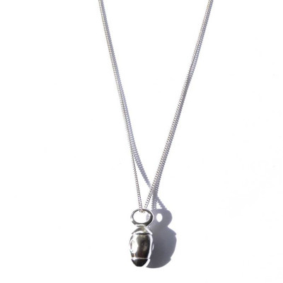 Sterling Silver Champagne Dimple Toggle Pendant Necklace