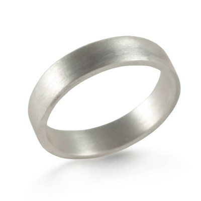 Men's Silver Hand Forged Flat Wedding Band Ring