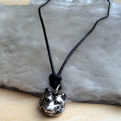 Sterling Silver Wolf Head Necklace - 18 Inch Chain