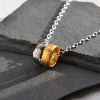 Handcrafted Small Meteorite Necklace Rings