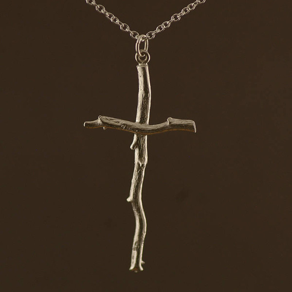 Sterling Silver Rose Pendant Cross Necklace