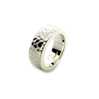 Silver Hammered Band Ring - Sterling Silver Jewellery