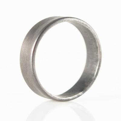 Sterling Silver Oxidized Flat Wedding Band Ring 6mm