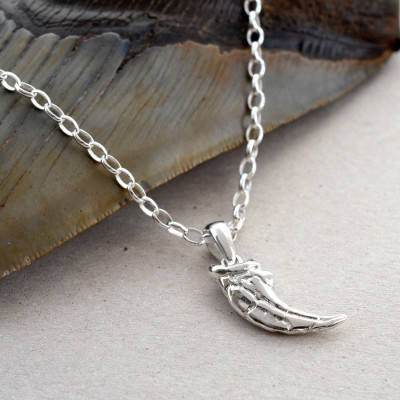 Sterling Silver Raptor Claw Pendant Necklace