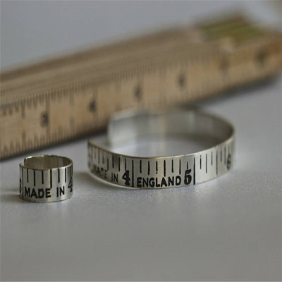 Elegant Silver Vintage Look Tape Measure Ring