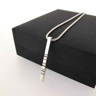 Sterling Silver Barcode Necklace