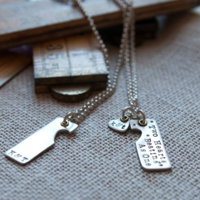 Stylish Couples Necklaces with Two Hearts Beating As One - Perfect for a Special Occasion