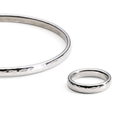 Unisex Sterling Silver Hammered Band Ring