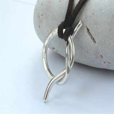 Custom Unisex Sterling Silver Knot Pendant Necklace
