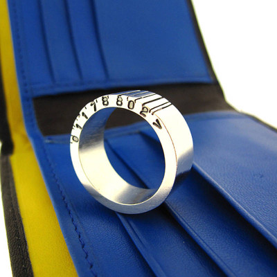 925 Sterling Silver Barcode Band Ring